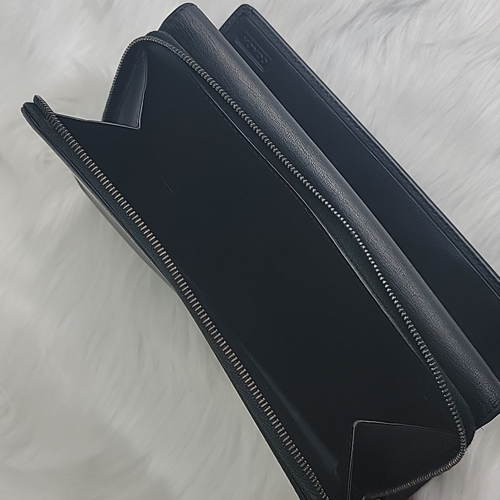 COACH VTG Smooth Black Leather Checkbook Insert Long Trifold Snap Closure Wallet - Picture 10 of 16